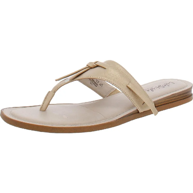 LifeStride Womens Rio Faux Leather Pebbled Flip-Flops