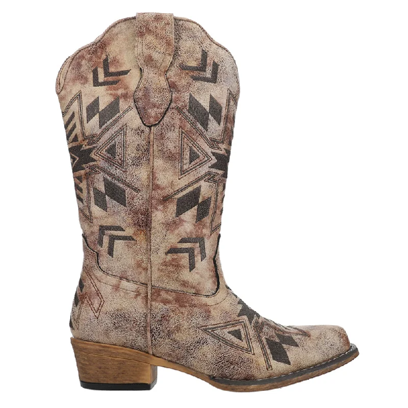 Affordable Shoe Fashion Riley Aztec Embroidered Snip Toe Cowboy Boots