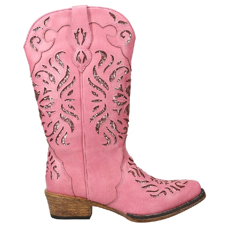 Riley Glitz Tooled Inlay Snip Toe Cowboy Boots