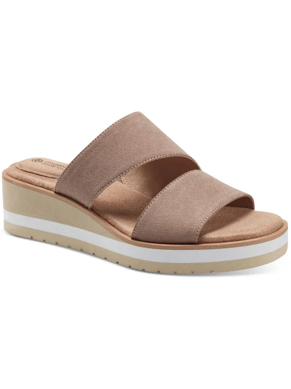 Ryerr Womens Solid Slip On Wedge Sandals