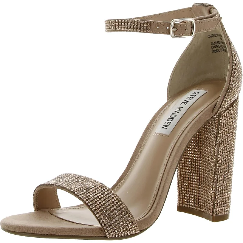 Steve Madden Women's Carrson Rhinestone Ankle Strap Block Heeled Sandals