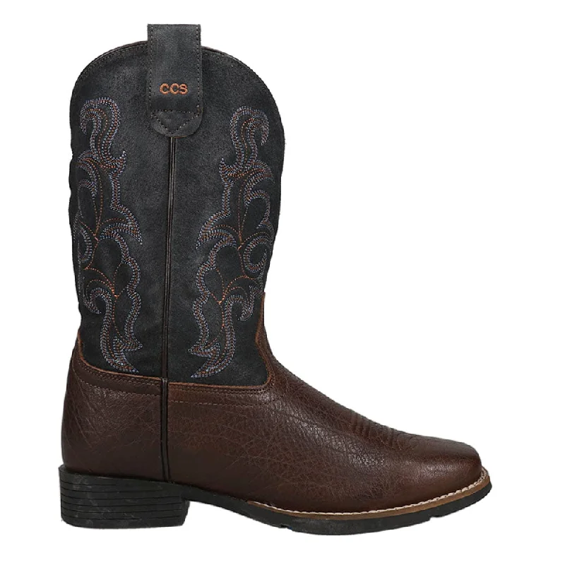 Adventure-Ready Footwear Sale Trigger Tooled-Inlay Square Toe Cowboy Boots