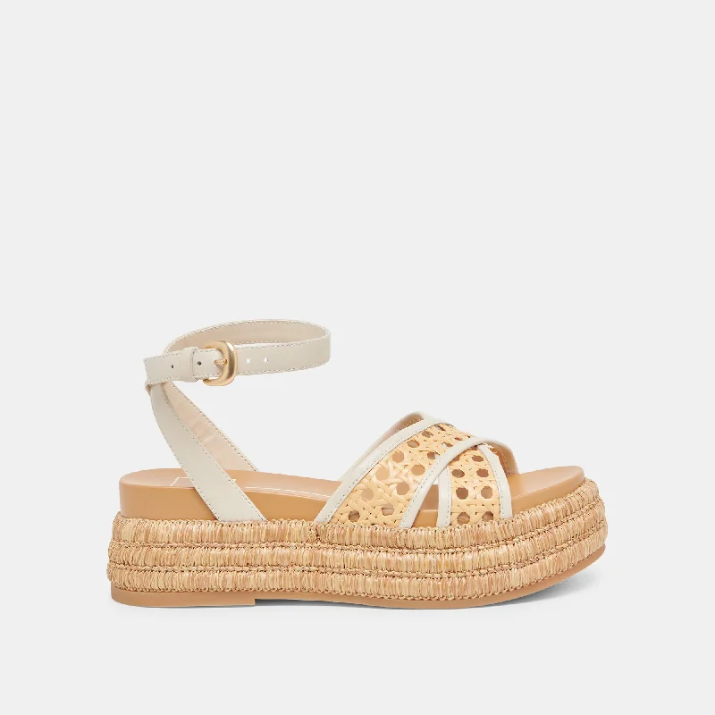 WRILEY SANDALS CREME WOVEN RAFFIA