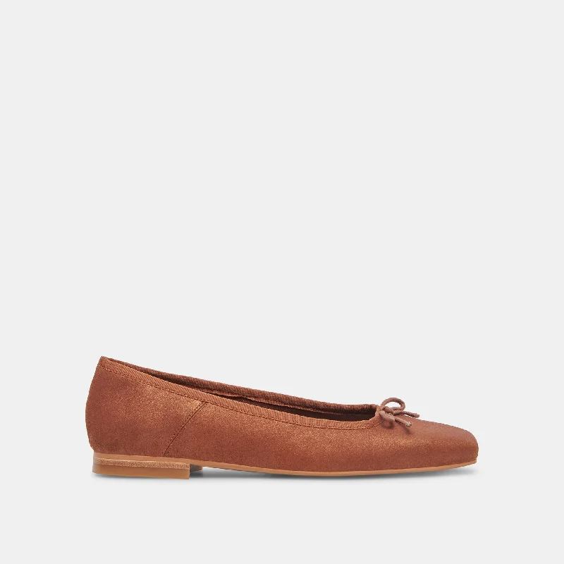 ANISA WIDE BALLET FLATS COPPER METALLIC SUEDE