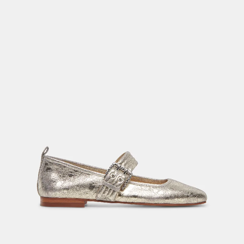 Ultra-Light Footwear Sale ARORA BALLET FLATS PLATINUM DISTRESSED LEATHER