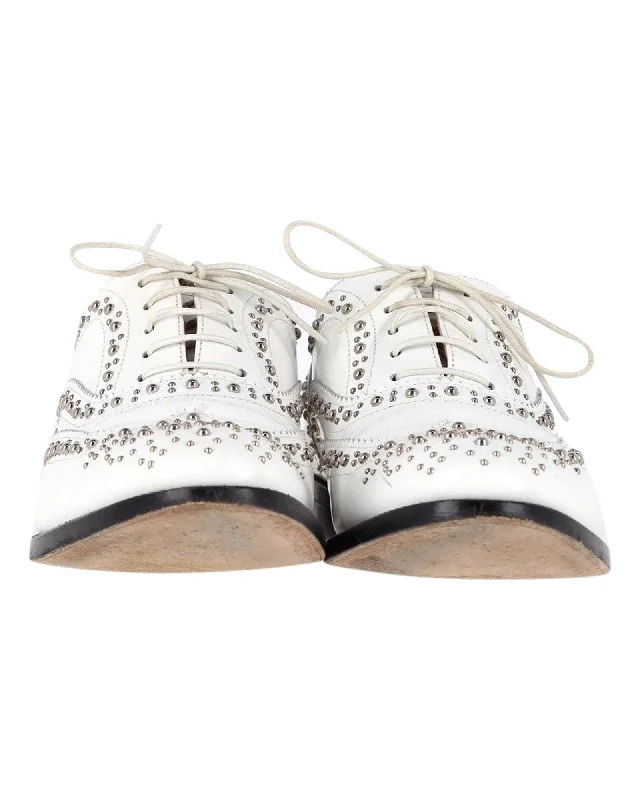 Church's Studded Brogues in White Leather