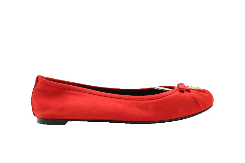 Dolce & Gabbana Ballet Flats with Charm in Red Satin