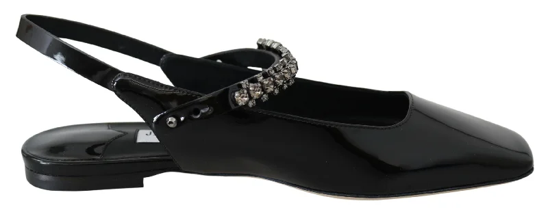 Jimmy Choo Elegant  Patent Flats with Crystal Women's Accent