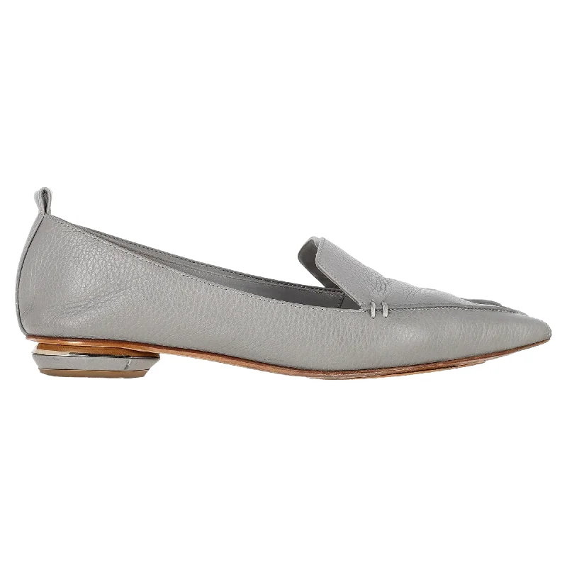 Nicholas Kirkwood Beya Pointed Toe Ballet Flats in Grey Leather