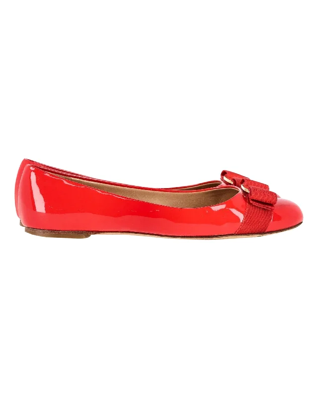 Salvatore Ferragamo Varina Ballet Flats in Red Patent Leather