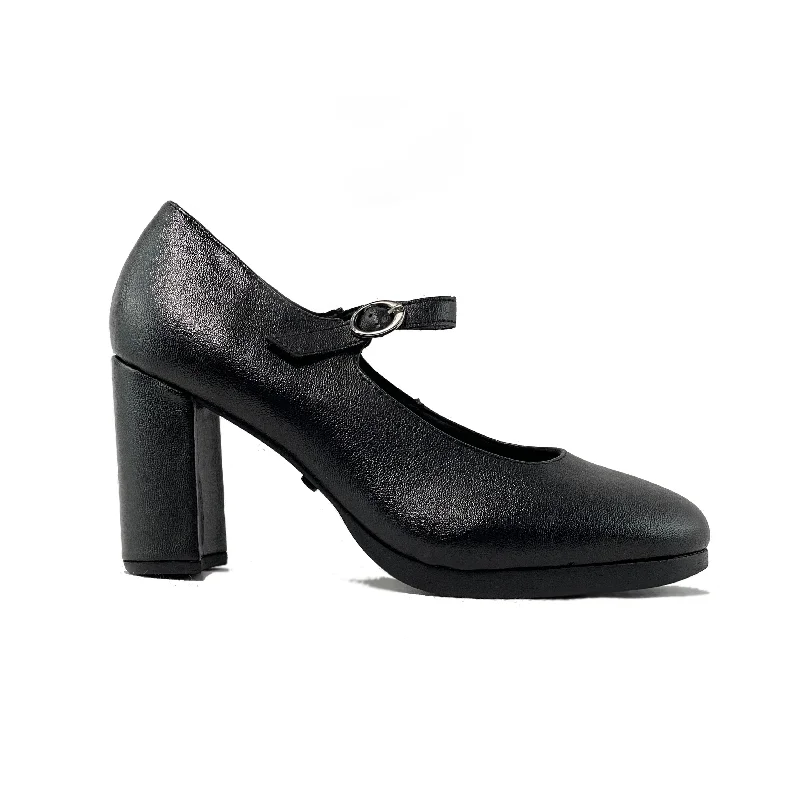 Stylish Savings 'Charlotte' vegan high-heeled Mary-Jane by Zette Shoes - matte black