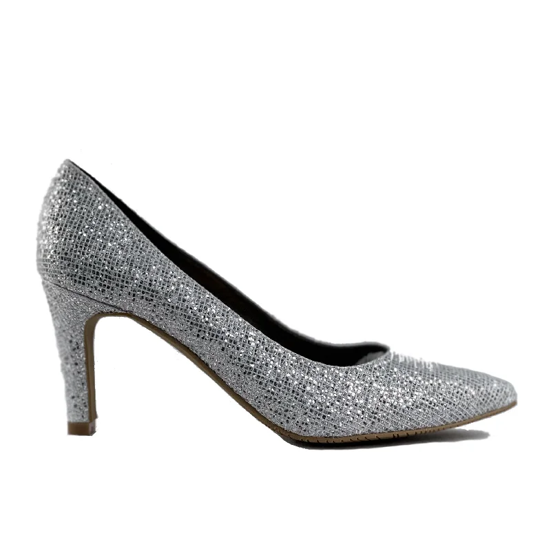 Must-Have Boots Sale 'Medina' silver glitter vegan mid-stiletto by Zette Shoes