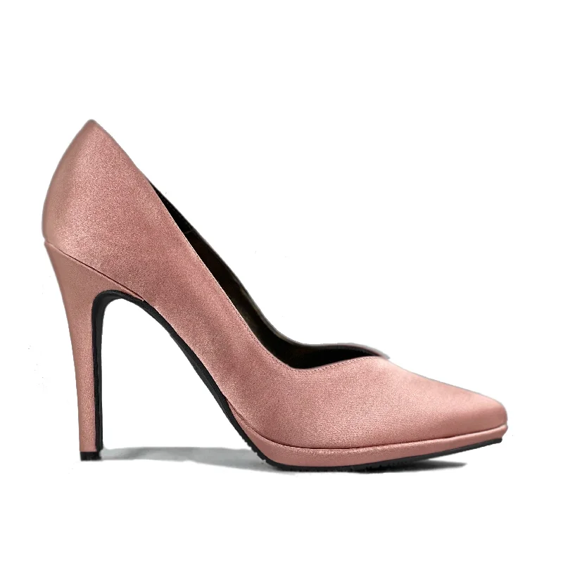 Sleek Dress Shoes Deal 'Mercury' blush satin vegan stiletto by Zette Shoes