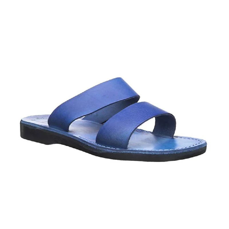 Aviv - Leather Wide Strap Sandal | Blue